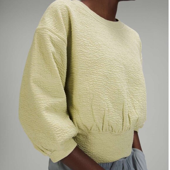 Lululemon Textured‎ Crewneck Pullover Crop Top - Dew Green - Size 4 - Picture 1 of 8